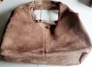 Ah Dorned Womens Tan Faux Suede Purse Size Medium Fall Preppy Boho Cottagecore